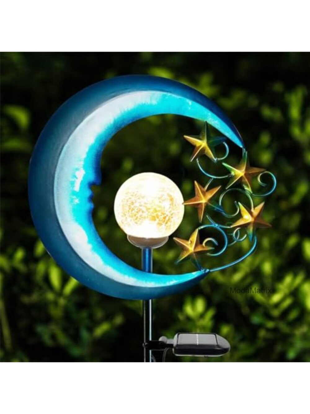 Solar Star Moon Garden Path Lights Metal Outdoor Landscape Decor